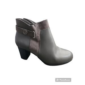 GIANI BERNINI WOMENS HEELED ANKLE BOOT SIZE 8.5 GRAY FORMAL DRESS ZIP BLOCK HEEL